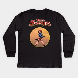 Red Sonja warrior girl Kids Long Sleeve T-Shirt